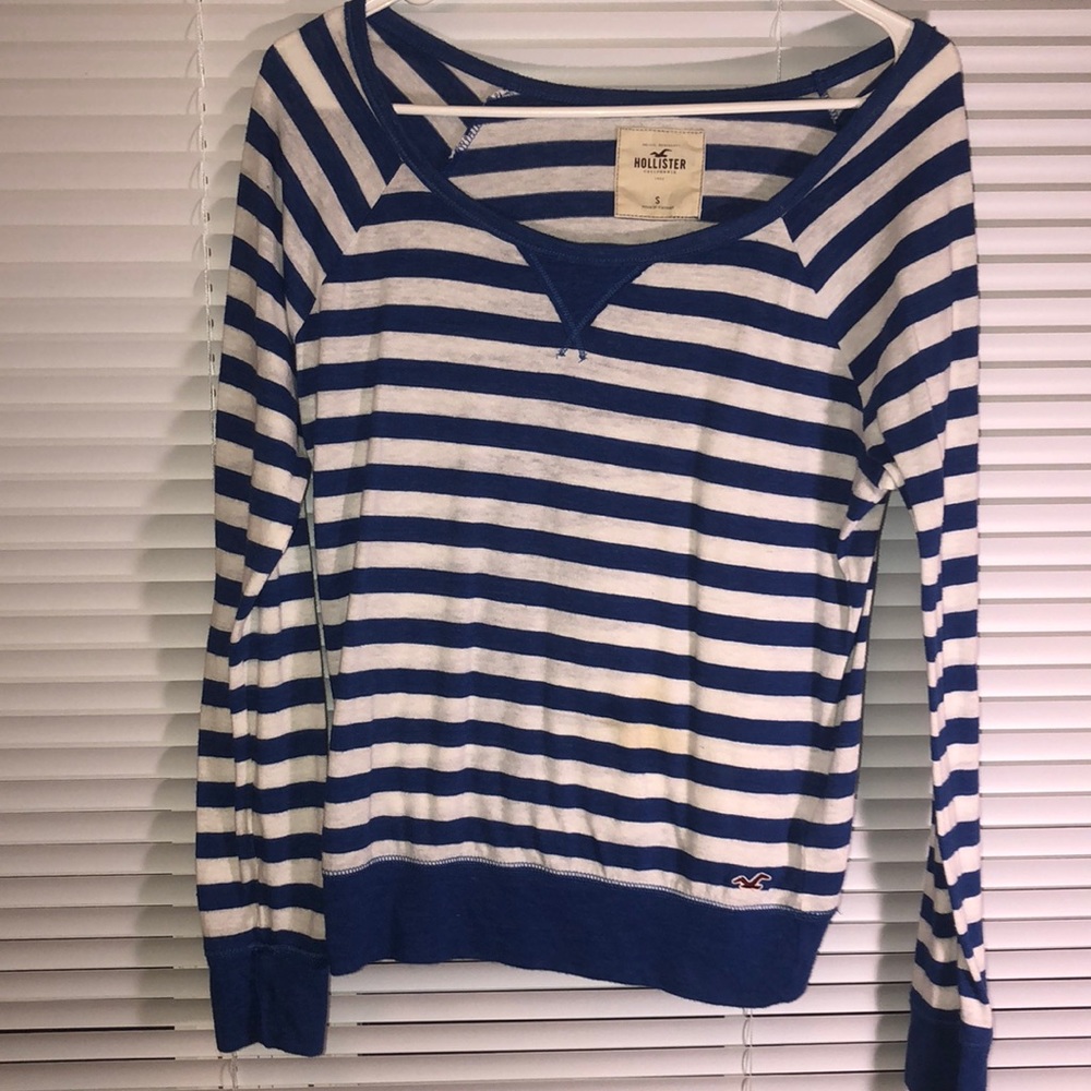Hollister blue and white striped shirt